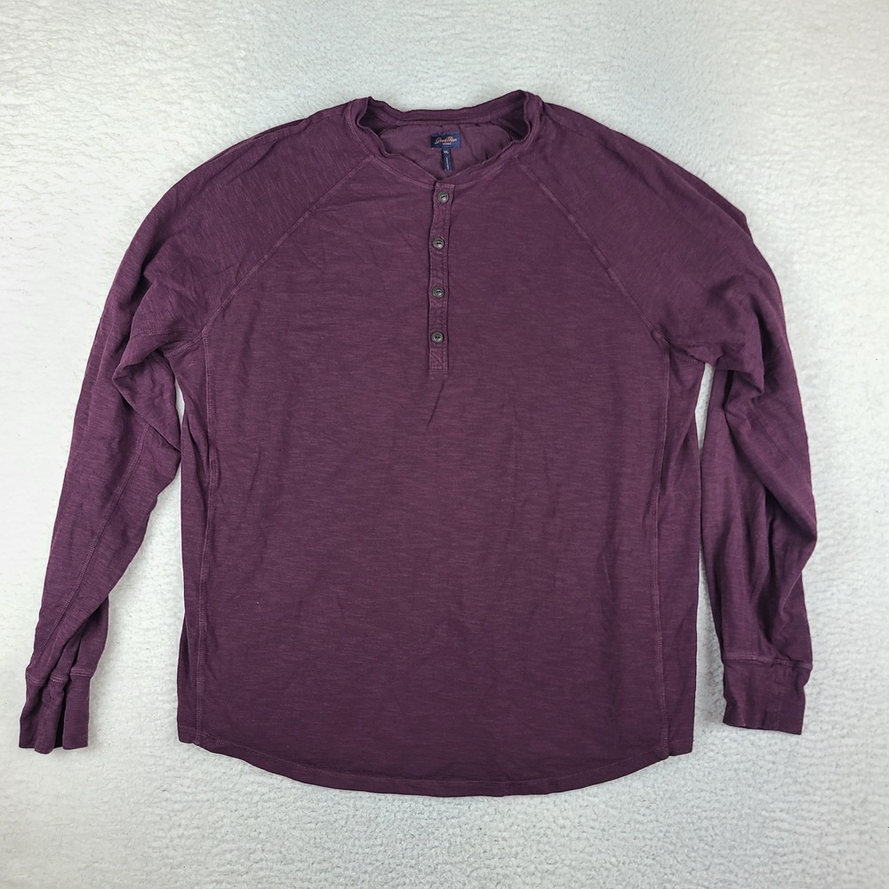 Goodman Brand Henley Sweatshirt Mens 2XL XXL Plum Purple Crewneck Long Sleeve